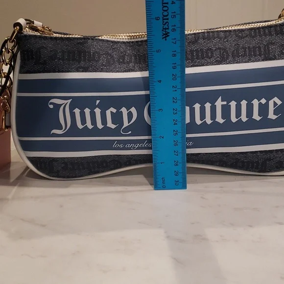 Juicy Couture NWT Blue/ White Status Denim Shoulder Bag 10.5" W × 5.5" H - Picture 6 of 6